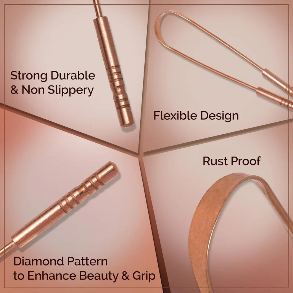 Premium Copper Tongue Scraper (3 PACK)